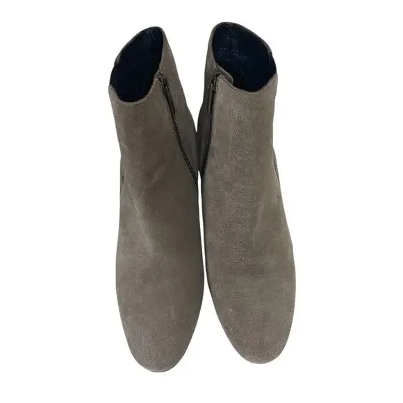 Aquatalia Suede Heeled Zip Ankle Boots Taupe Made in Italy Size US 10 - Picture 5 of 13